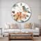 Designart 'Cottage Bird On Orange Flower Twig Farmhouse Wall Clock